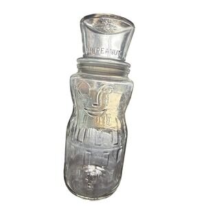 Vintage Mr Peanut Planters 75th Birthday Anniversary Clear Glass Jar 1991